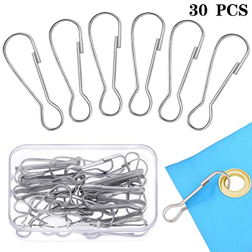 Hotop 30 Stücke Fahnenmast Clip 40 mm Fahnenmast Befestigung aus Edelstahl Fahnenmast Druckknopfhaken mit Aufbewahrungsbox, Kompatibel mit Fahnenmast