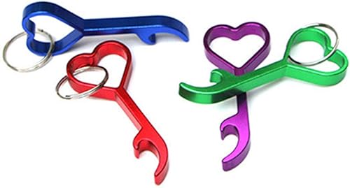 10 piezas de amor en forma de corazón botella vino cerveza abridor lindo llavero portátil duradero al aire libre multi herramienta (colores