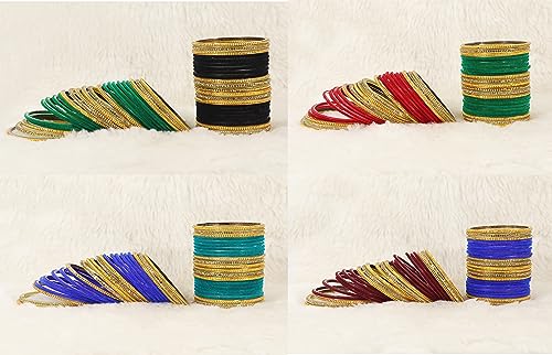 Image of NMII Glass with Plain and Glossy Finished Bangle Set For Women and Girls