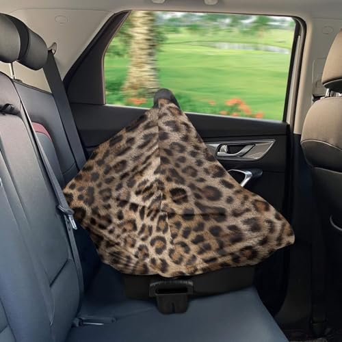 Image of Forchrinse Cheetah Baby Car Seat Canopy Soft Nursing Breastfeeding Cover Stroller Cover Baby Car Seat Cover for Boys Girls