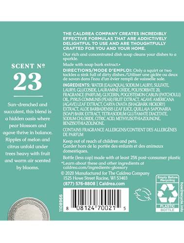Image of Caldrea Dish Soap, Biodegradable Dishwashing Liquid made with Soap Bark and Aloe Vera, Pear Blossom Agave, 16 oz , 3 Pack