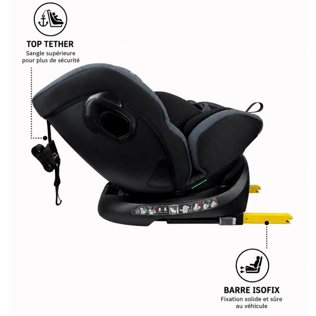 Nania, Parma, Siège auto, i-Size, Pivotant 360, évolutif, naissance et jusqu'à 12 ans environ, Groupe 0/1/2/3, 40-150 cm, Siège Auto ISOFIX, avec indicateur electronique d'installation, Inclinable
