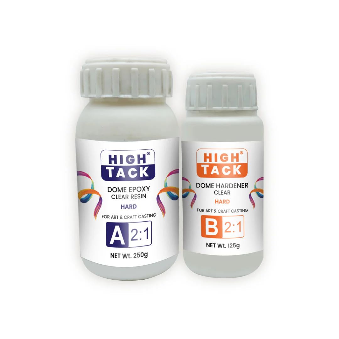 High Tack Dome Epoxy Clear Resin Kit 2:1 Ratio | Hard Finish, For Art and Craft Casting | Smooth Finish | For Photos, Labels, Key fobs, Magnets, Medallions, lapel pins, Long- Lasting. 250g + 125g.-image-9
