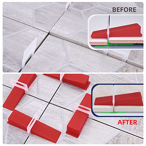 Image of Tile Leveling System with Tile Plier, 1000-Piece Tile Spacers Clips and 200-Piece Reusable Wedges, Tile Leveler Tool Set for Ceramic Tile and Stone Installation (1 /8 Inch Tile Spacers)