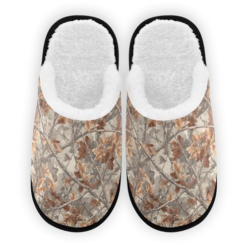 Retro Tree Yellow Camo Slippers For Women Men Soft Memory Foam Non-Slip Camouflage Winter Indoor House Shoes Travel Slipper
