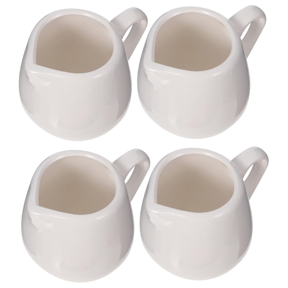 FELTECHELECTR Mini Ceramic Milk Jugs 4 Piece Set for Sauce Syrup Spice Containers Hotel Cafe Use