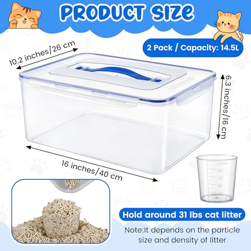 Contenedor de Almacenamiento para Arena de Gato 2 Pzs 31 lbs miniatura 2