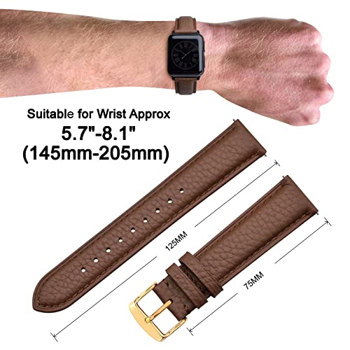 Image of ANNEFIT Watch Band 19mm, Quick Release Textured Padded Leather Straps with Gold Buckle for Men and Women (Brown)
