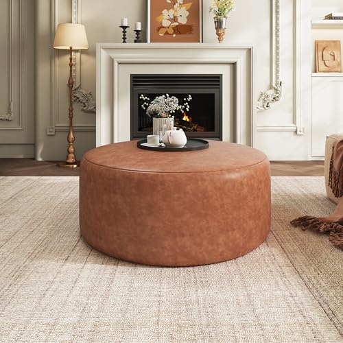 Christopher Knight Home GAVI PU Leather Ottoman Foot Stool, 30' Pouf Footstool Ottoman Seat...