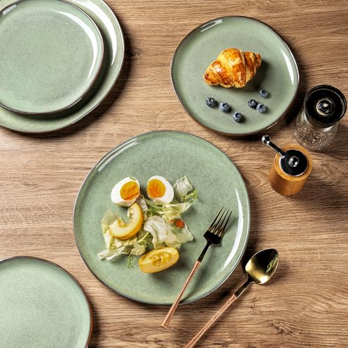 Image of AmorArc Ceramic Dinnerware Sets for 4, 12Pcs Plates and Bowls Sets Dishes | Stoneware Handmade Reactive Glaze Dinner Set, Highly Scratch Resistant | Dishwasher & Microwave Safe Dishware