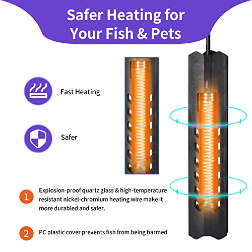 image for Woliver Aquarium Heater,200W 300W 500W 800W Fish Tank Heater - Fast He