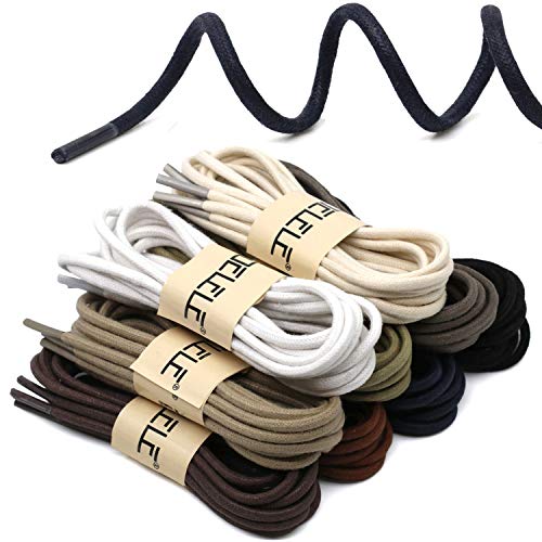 Image of DELELE 2 Pair Super Cotton Round Waxed Shoelaces 1 /8 inchThick Shoe String Boot Laces for Dress Shoes