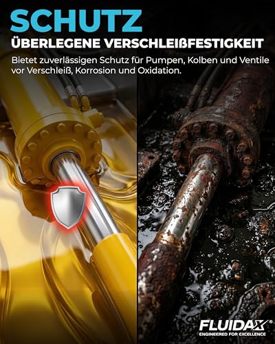 FLUIDAX Hydrauliköl ISO VG 32 HLP – Mineralöl, verschleißfest, rostfrei, schäumend, für Hydraulikanlagen, Gabelstapler und Industriemaschinen – 1 Liter ISO HM – DIN 51524-51525