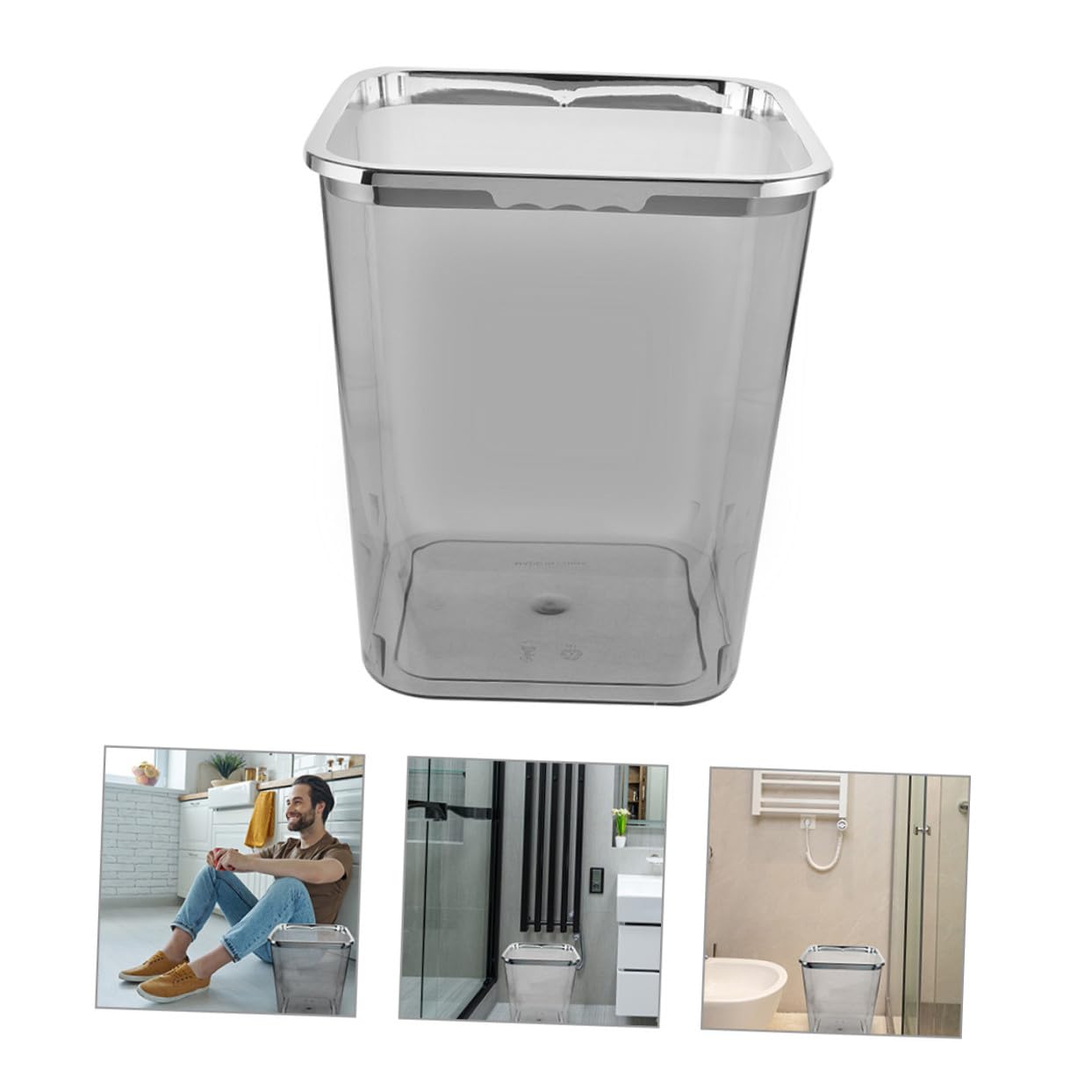 Large Garbage Bin Plastic Storage Bucket for Home and Office Transparent Trash Can Without Lid Sturdy Thickened PP Material for Bathroom Kitchen Bedroom Organization