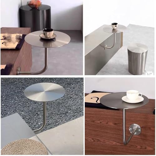Round Stainless Steel Folding Table - Space-Saving Wall-Mounted Pub Bar Table for Indoor/Outdoor Use - Modern Design for Cafes, Restaurants & Patios