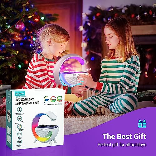 Image of Desidiya G Speaker Lamp - APP Control 3 in 1 Multi-Function Bluetooth Speaker with Wireless Fast Charging, RGB Light and Sunrise Alarm Clock for Bedroom & Bedside Table