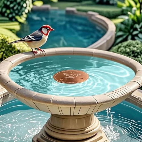 Bebedero de pájaros sin algas usando el disco de cobre para baño de aves 3