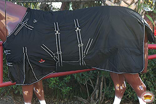 Black 84 in HILASON 1200D Winter Waterproof Poly Horse Turnout Blanket Belly Wrap