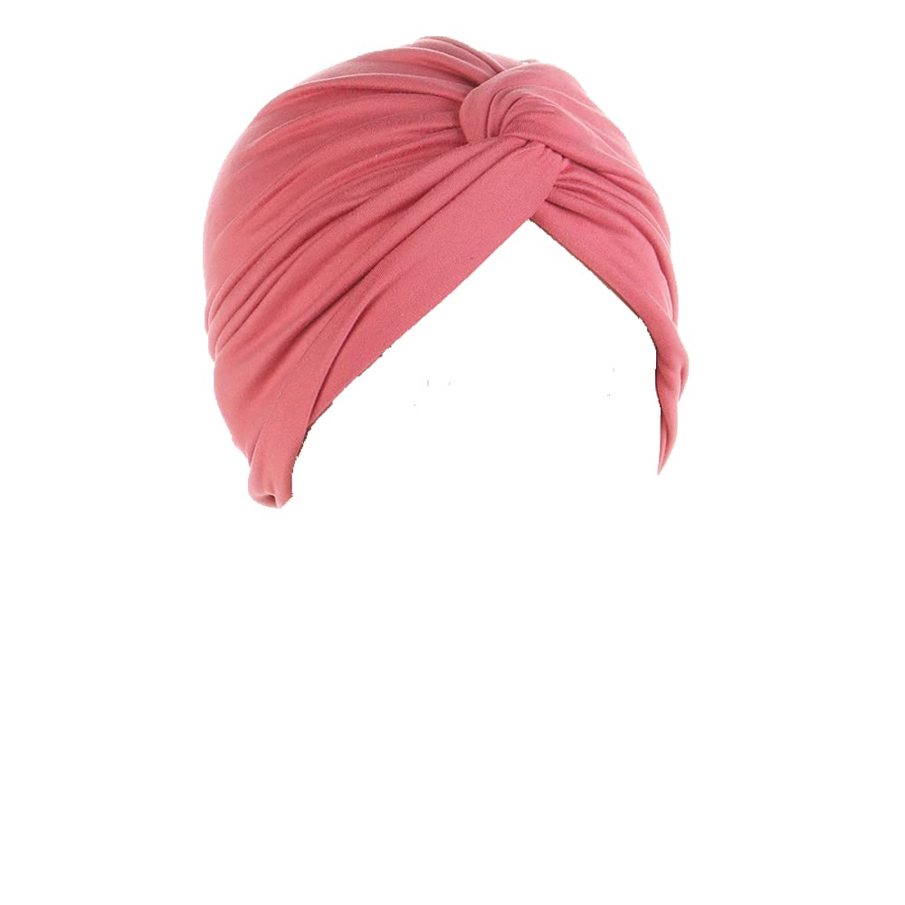 Djc Boutique Women's Dark Pink Chemo Headwear Headwrap Scarf Beanie Hat Stretch Knot Front Turban Olive Green (Dark Pink)