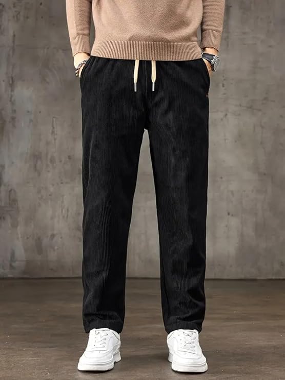 Image of NoseQueen Men's Corduroy Relaxed Fit Stretchable & Comfortable Sweatpant Trousers Pant
