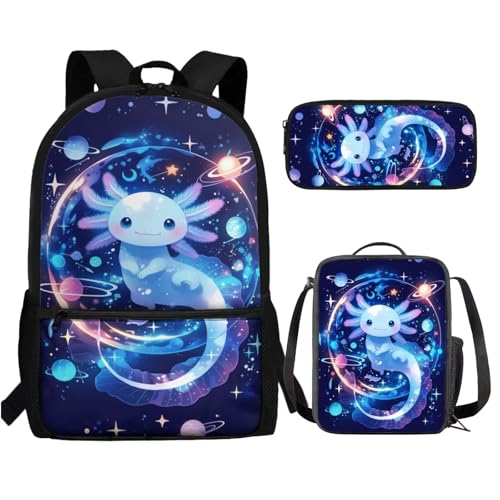 Sac à dos enfants axolotl léger pour l'école et sorties pique-nique