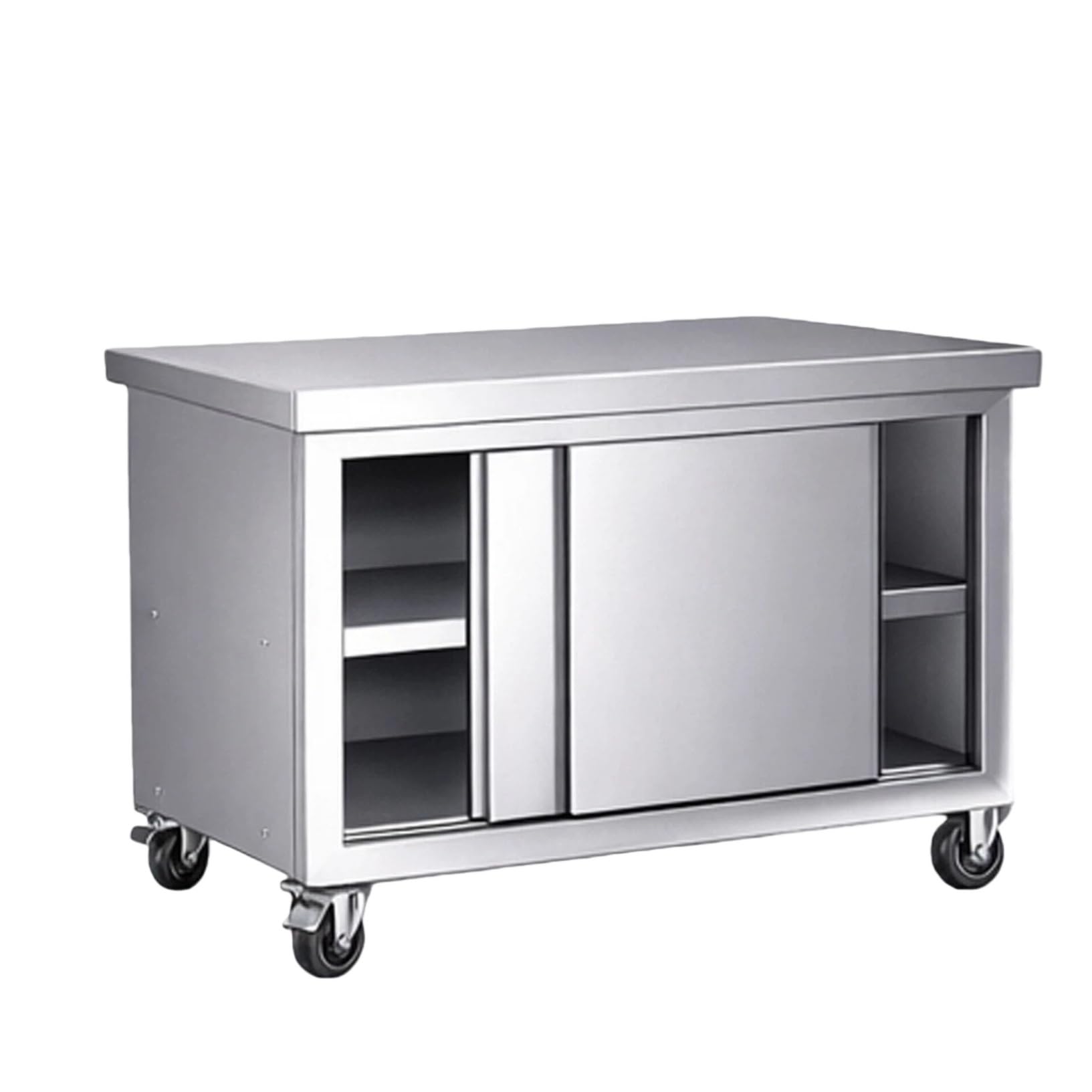 Table inox professionnel roulante 100cm pour préparation des aliments