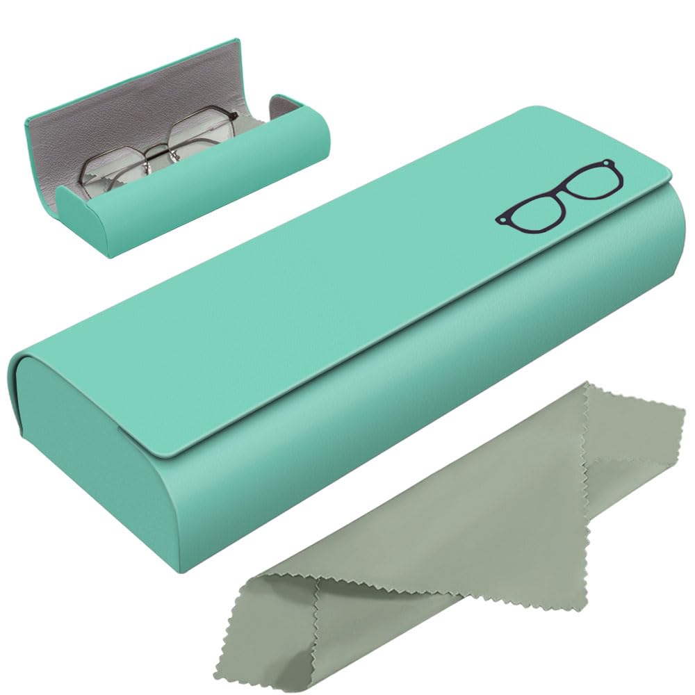 azwood Glasses Case Hard Case, Premium PU Leather Glasses Case Black Glasses Case for Men and Women Comes with a Microfibre Cloth for Sunglasses Reading Glasses Sports Glasses-picture-34