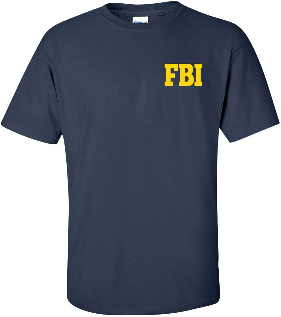 Jacted Up Tees FBI Federal Bureau of Investigation Front & Back Men's Tee Shirt- XL Navy (241)