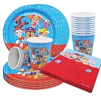 YOUYIKE 50 Stück Kindergeburtstag Besteck Set,Kindergeburtstag Party Besteck,10-Personen-Anzug,Geburtstagsparty Geschirr Dekoration,10Teller,10 Tassen, Strohhalme, Eine Packung Servietten