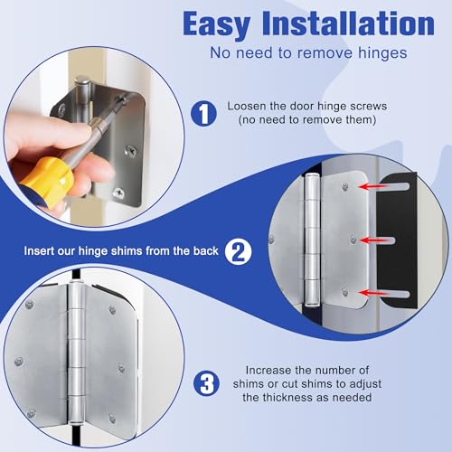 Image of 10 Pack Door Hinge Shims, 4 Inch Lenth 0.040 Inch Thickness Hardware for Door Hinge Repair Kit (3hole)