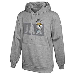 New Era NFL Men’s Drill Performance Cool Grey Pullover Hoodie, Pro Football Sweatshirt, Jacksonville Jaguars, Large