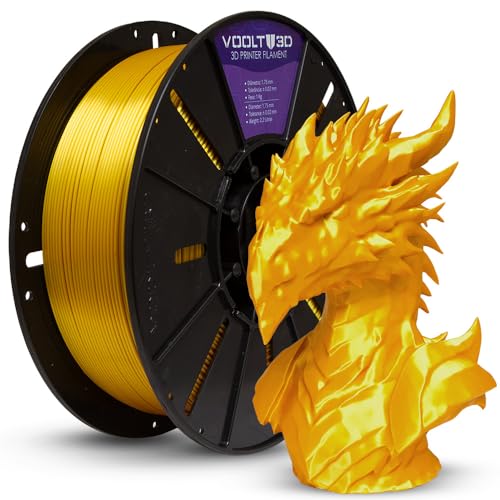 Filamento PLA V-Silk High Speed 1Kg 1,75mm Efeito Seda Impressora 3D FDM Voolt3D (Dourado V-Silk)