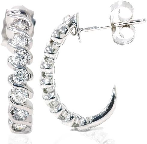 Pompeii 3/8ct Diamond Hoop Earrings 14K White Gold
