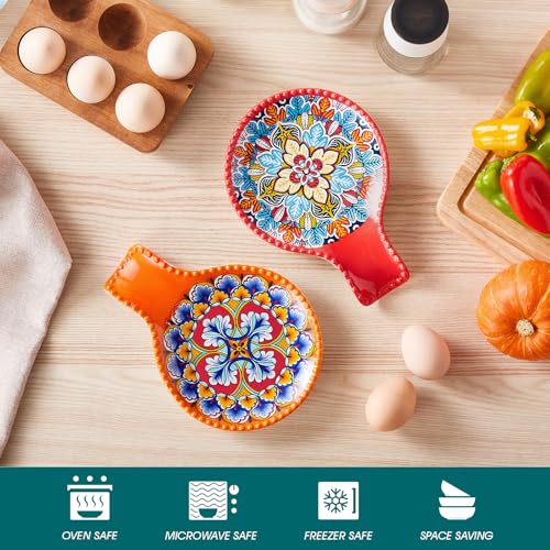 Image of vancasso 7.7 Inch Ceramic Spoon Rest Set of 2, Bohemian Spoon Holder, Light | Holds Spoons, Spatulas, Ladles, and Tongs, Bohemian Design, Stove Top and Countertop, Dishwasher and Microwave Safe Ceramic