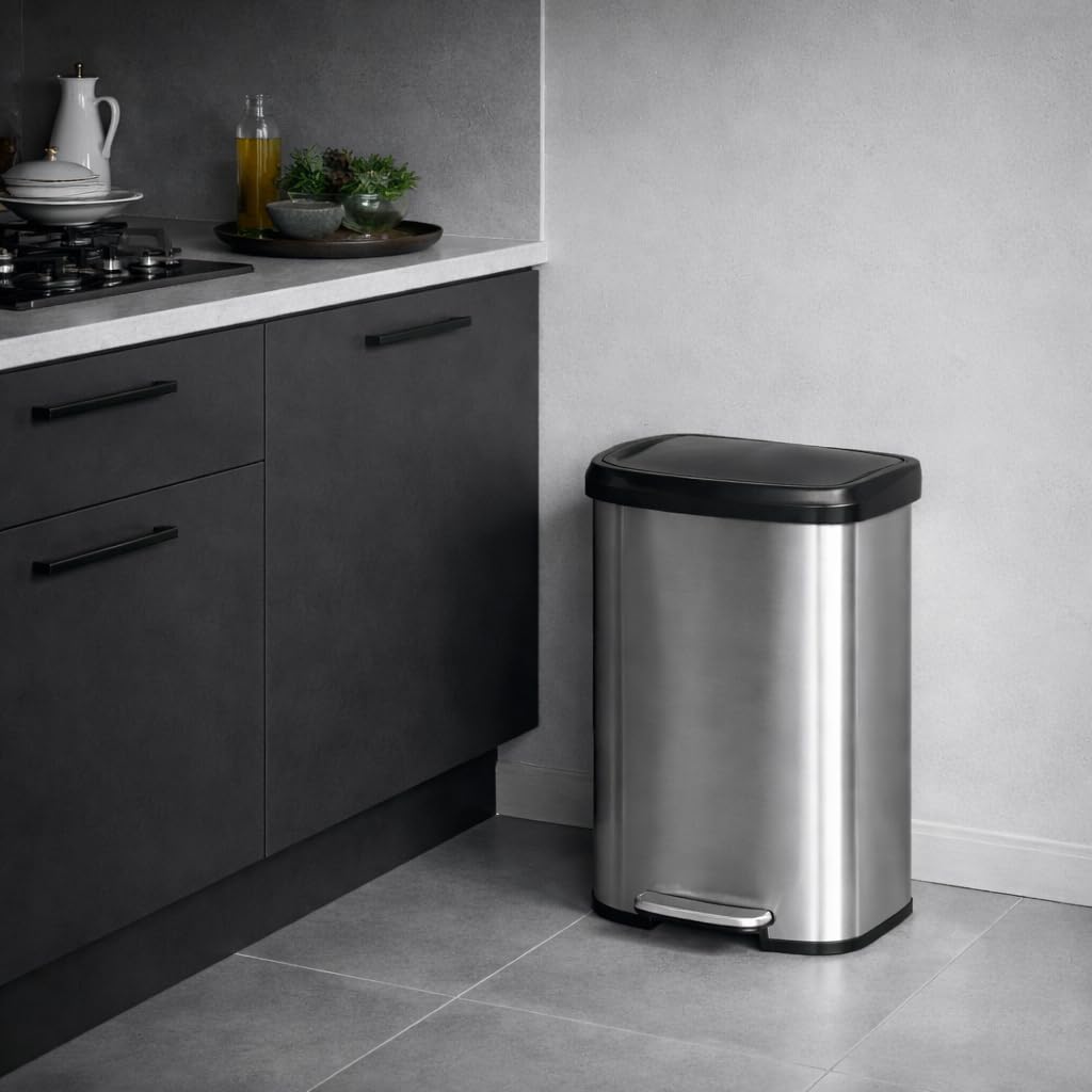 21 Gallon Kitchen Trash Can with Lid, Stainless Steel Step Garbage Can with Soft Close Lid and Foot Pedal, Large Capacity Waste Bin for Kitchen, Home, Office