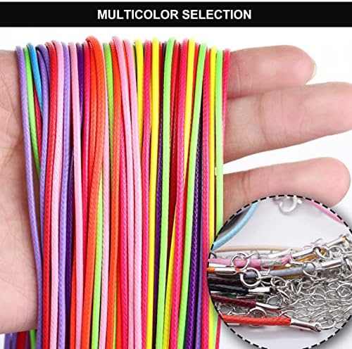 Necklace Cord, 50PCS Waxed Bracelet String with Lobster Clasp 2mm Necklace Chains for Jewellery Making Bracelet DIY Necklaces Pendants