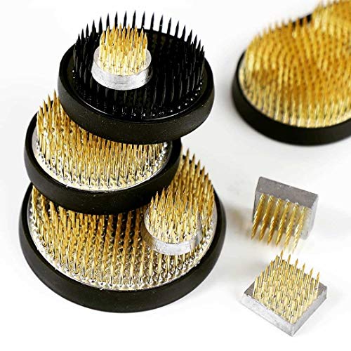 Wazakura Ikebana Kenzan Japanese Flower Holder, Made In Japan, Floral Arranging Pin Frog, Round - 3-1/4"(80Mm) Brass #TOP5