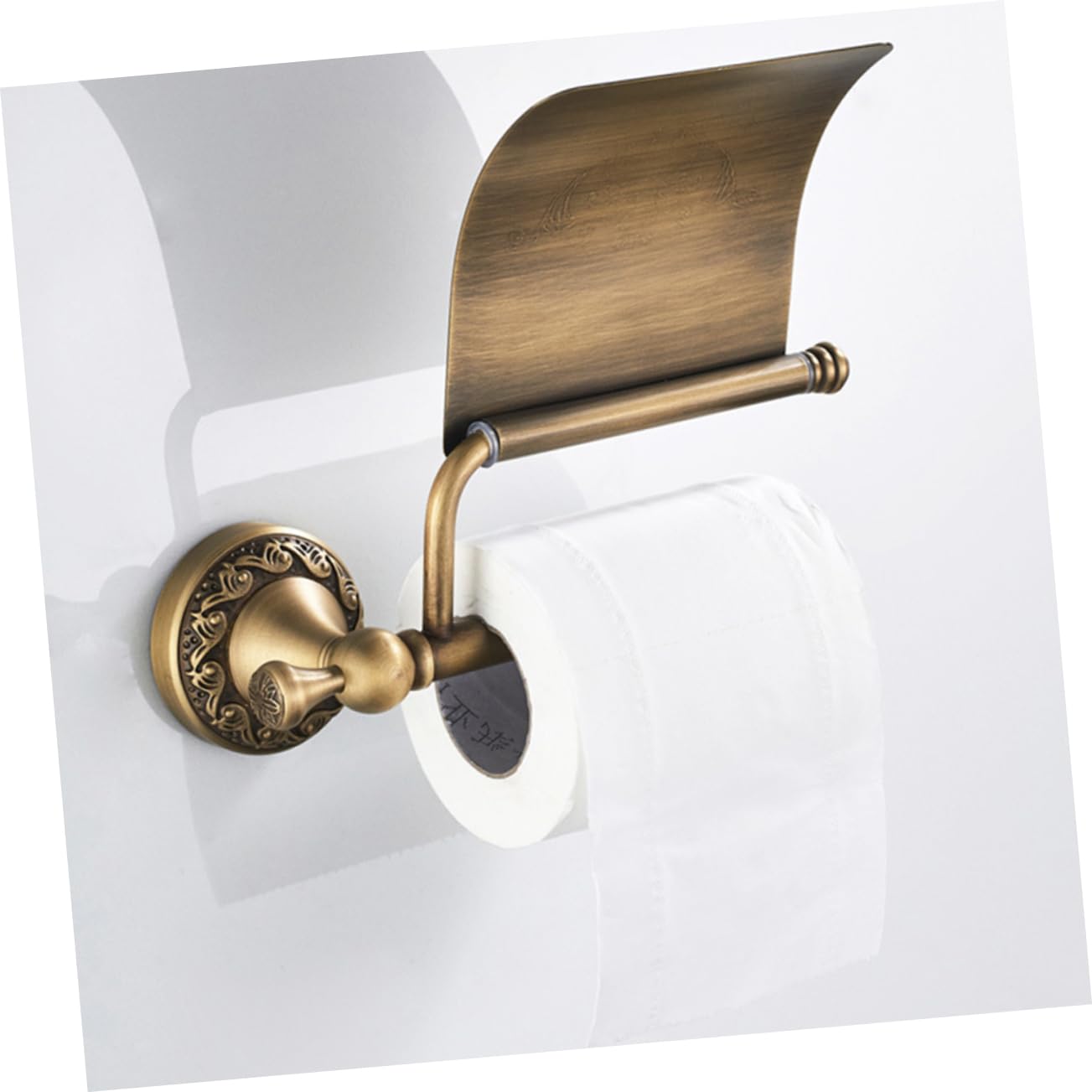 Portarrollos Montaje Perforado en Pared de Papel Higiénico, de Cobre Dorado, Diseño Simple y Elegante para Baño Doméstico y Hotel