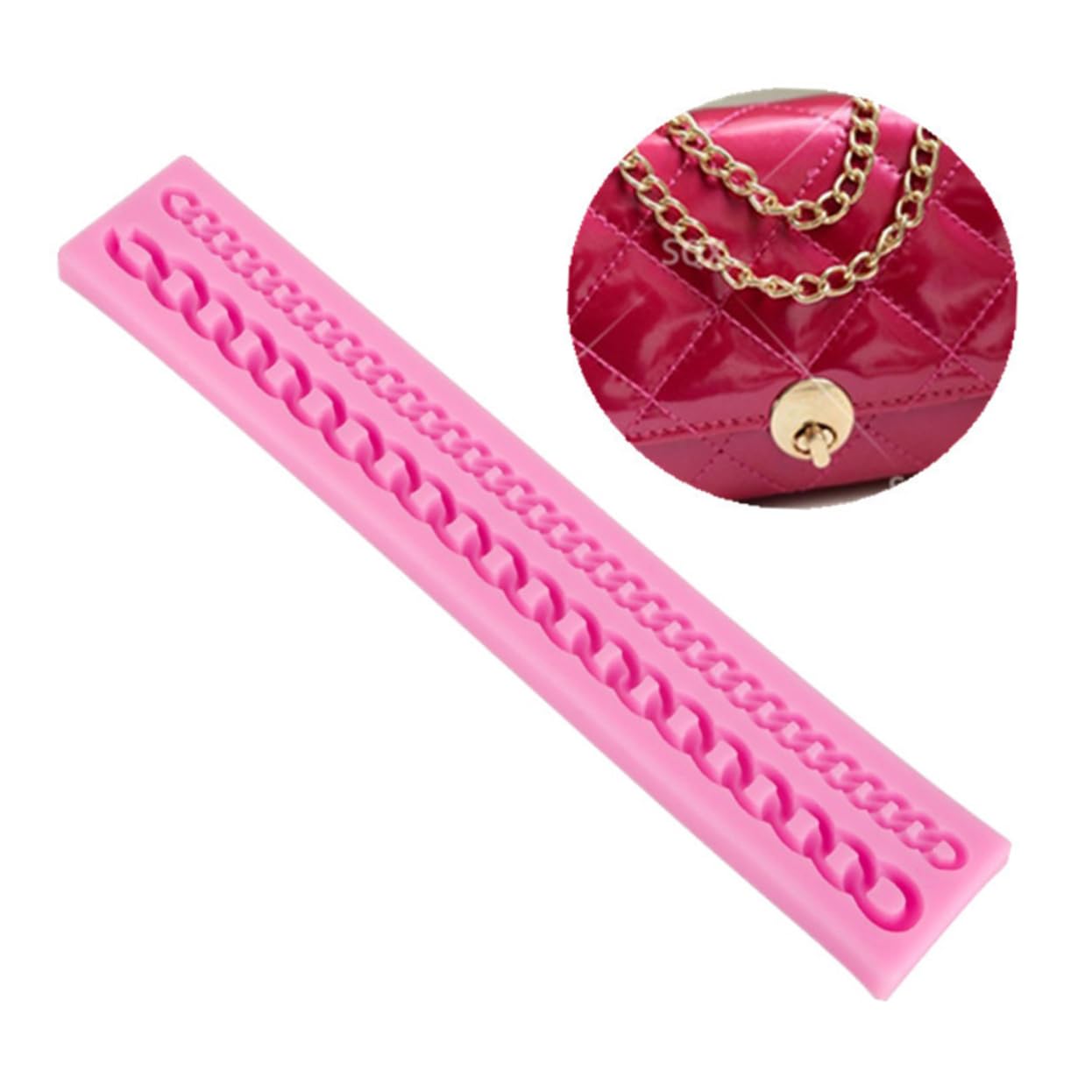 LIFKOME 3 Piezas De Herramientas De Silicona para Hornear con Diseño De Cadena para Pastel De Fondant Fáciles De Limpiar Y Desmoldar.