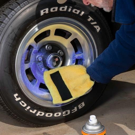 Miniatura 4 de Jokari Guante de limpieza de neumáticos de microfibra extra grande con protector de aerosol de plástico desmontable para proteger las llantas de