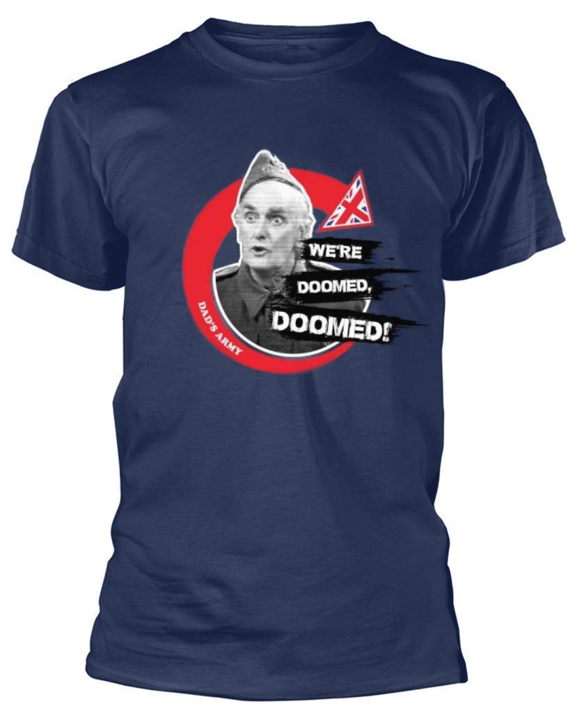Dad's Army Men's Navy 'We're Doomed' (Navy) T-Shirt (Xx-Large)
