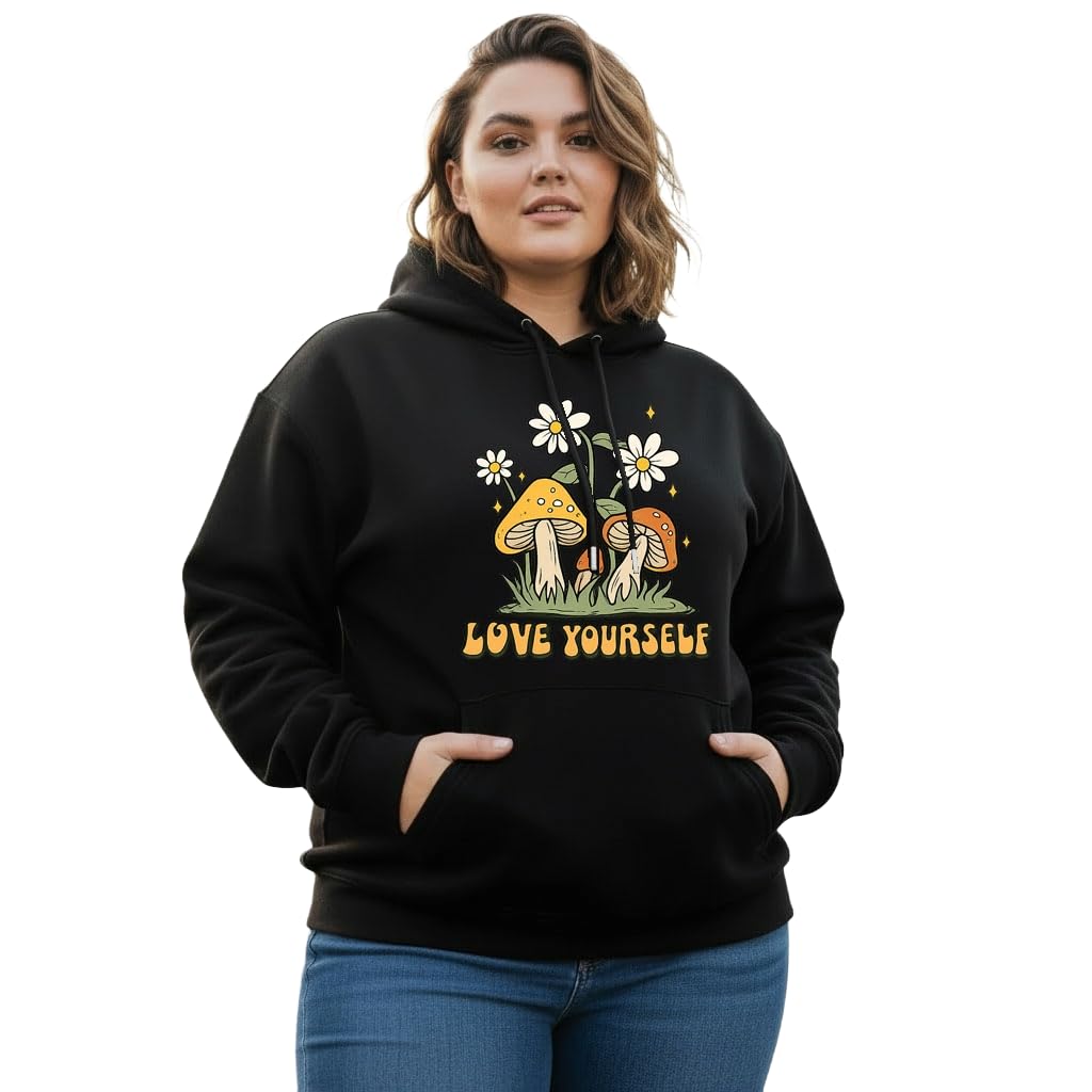 the south store Women's Cotton Fleece Black Full Sleeve Graphic Printed Plus Size Hooded Sweatshirt | 2XL, 3XL, 4XL, 5XL Hoodies for Womens Winter Wear | 752-picture-44