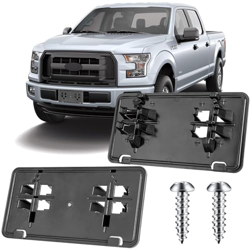 Image of License Plate Bracket Accessories for Ford F150 2015 2016 2017, Front Bumper License Plate Holder Replacement Frame Black Mount, Replaces# FO1068166 FL3Z17A385B