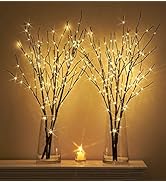 Hairui Lighted Artificial Twig Brown Tree Branch with Fairy Lights 32in 150 LED Plug in Lighted W...