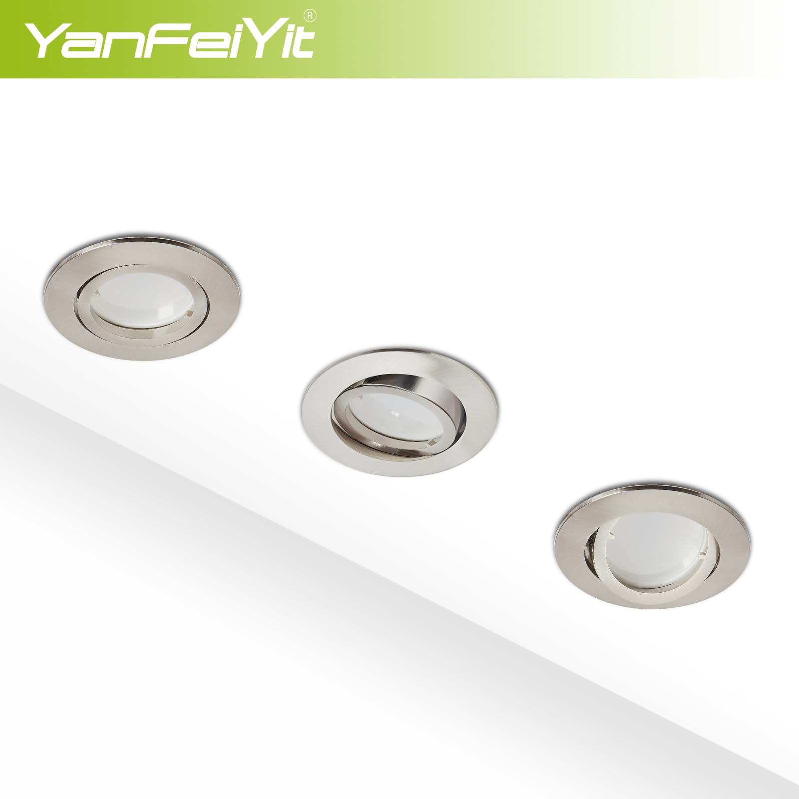 Spot LED encastrable 3W Ultra plat 25mm Ø68mm Chrome mat 230V Dimmable Blanc chaud Set 5