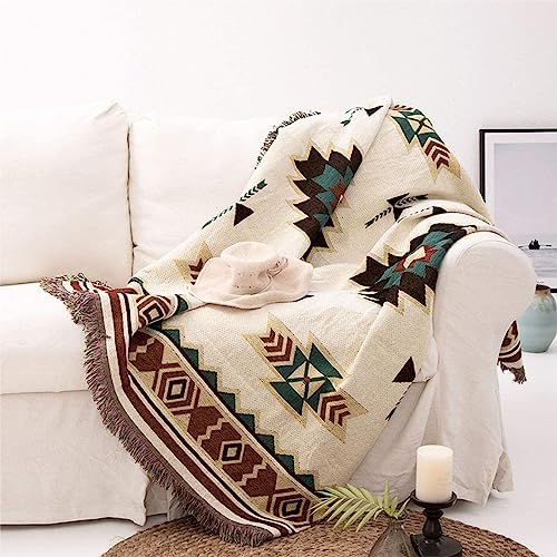 Aztec Blanket Aztec Throw Blanket,Native American Decor Native Throw Blanket,Western Decor Western Blanket Throw, Boho Throw Blanket Bohemian,White Turqoise Wall Tapestry,50 * 70