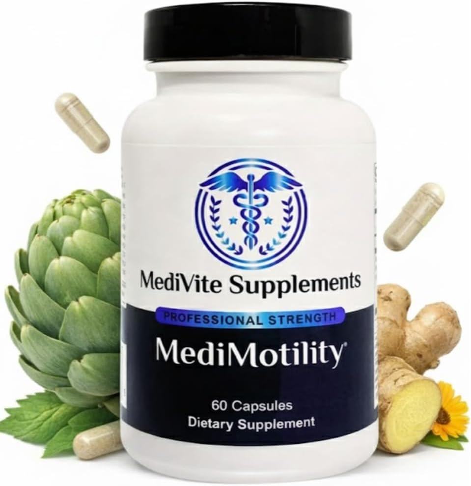 MediMotility Gut Motility Supplement – Clinically Studied ProDigest® with Ginger & Artichoke – Supports Constipation, Bloating & Digestive Motility – 60 Capsules