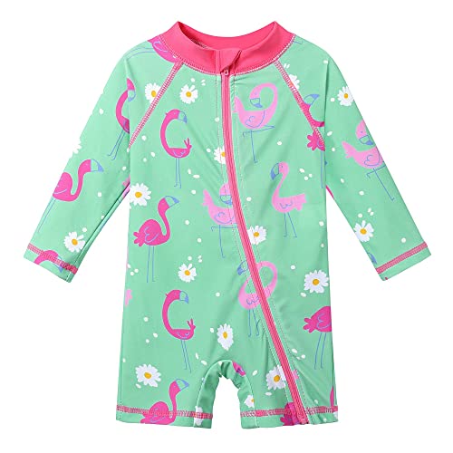 Image of HUAANIUE Toddler Girl Swimsuit Long Sleeve UPF50+ Sun Protection