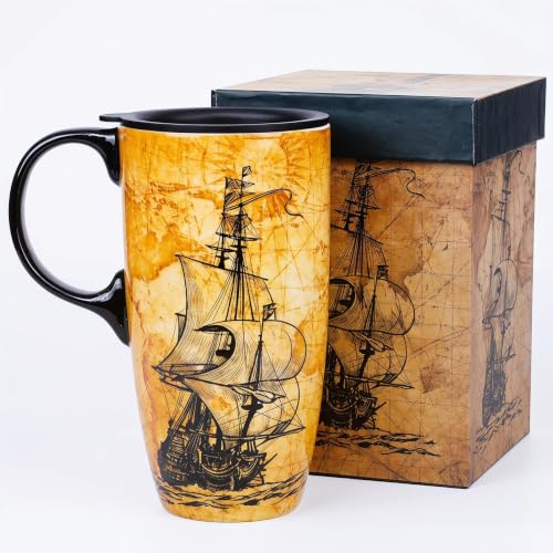 Taza de cerámica 17 oz con tapa y asa