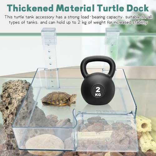 Image of PINVNBY Hanging Turtle Basking Platform Adjustable Floating Turtle Dock with Guardrail and Ramp Acrylic Transparent Basking Platform for Aquatic Turtles Tortoise Tank Accessories Decor (Small)